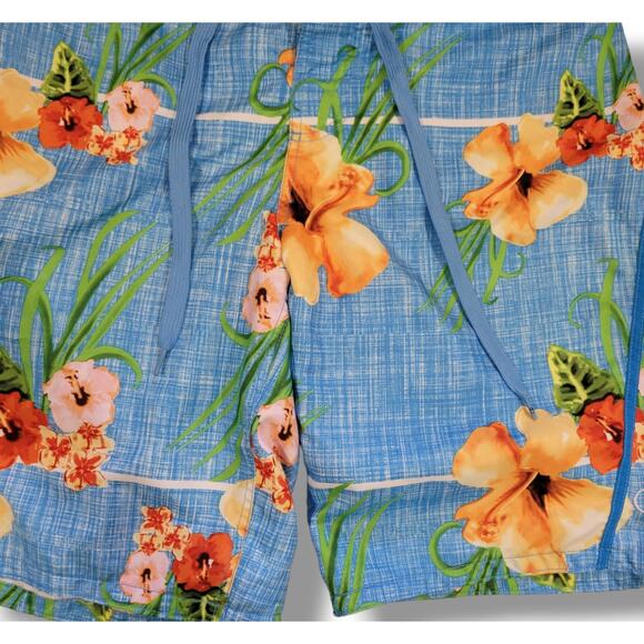 OP Ocean Pacific Men’s Blue Tropical Floral Swim Trunks - Medium - Picture 6 of 9